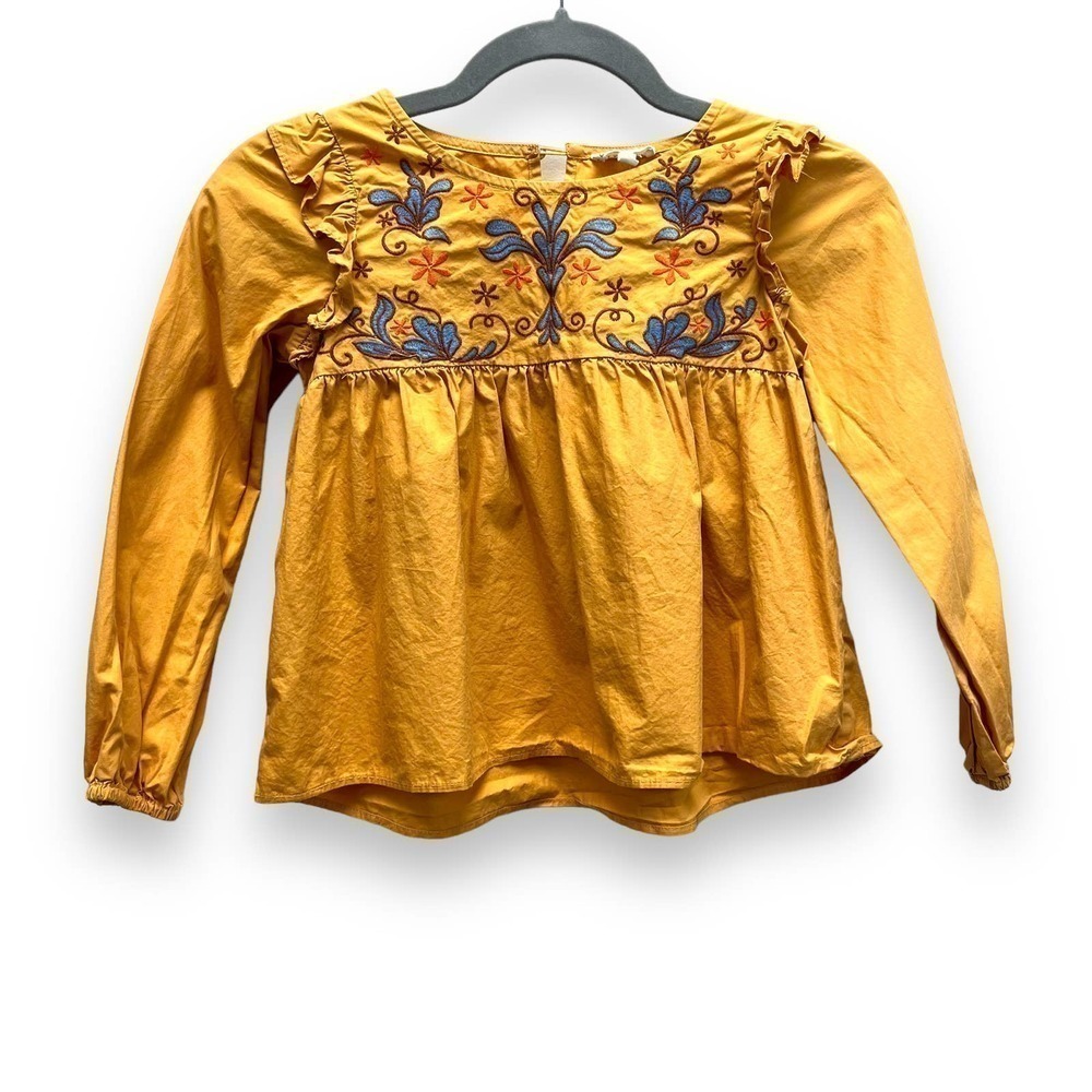 Hayden Girls Bohemian Embroidered Ruffled LS Top Size 7/8